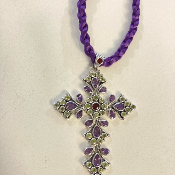 NEW Sterling silver Cross, 3 inch on a 16in rope checker - Picture 2 of 7